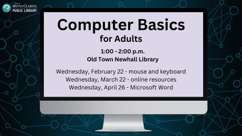 Computer Basics flyer with 3 classes listed