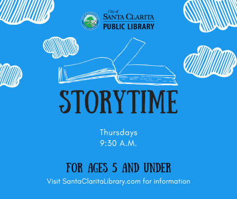 Storytime Thursdays 9:30 am Ages 5 and under.